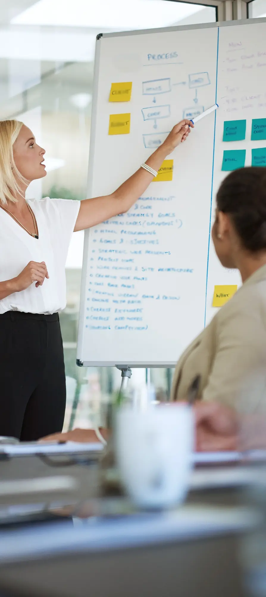 Woman-at-white-board-discusses-GAAP-Principles