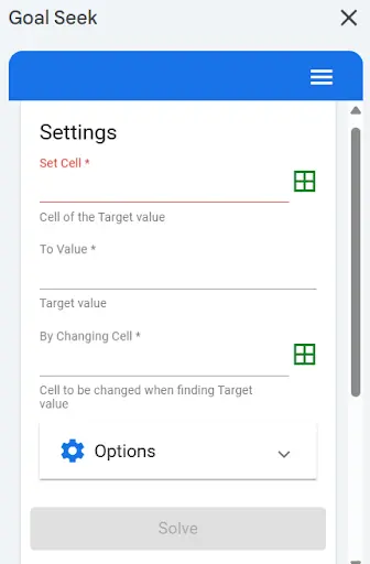 An example of adding net income to Goal Seek in Google Sheets